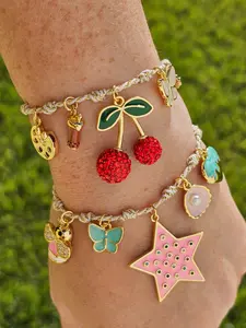 18k gold plated star and cherry bracelets