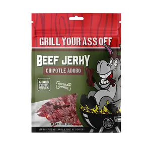 Grill Your Ass Off Chipotle Adobo Beef Jerky - Smoky & Savory Meat Snack - Authentic Mexican Style Flavor - Veteran Owned