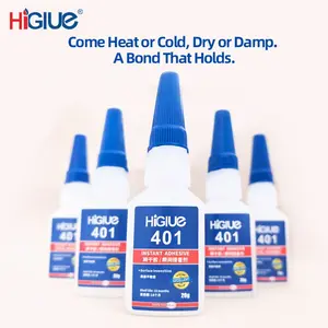 Higlue 401 Instant Adhesive - Super Glue - Used for repairing various materials such as shoes, rubber, crafts, glass, ceramics, and plastics. 3-second fast curing, transparent, multi-functional instant adhesive - transparent liquid with dropper