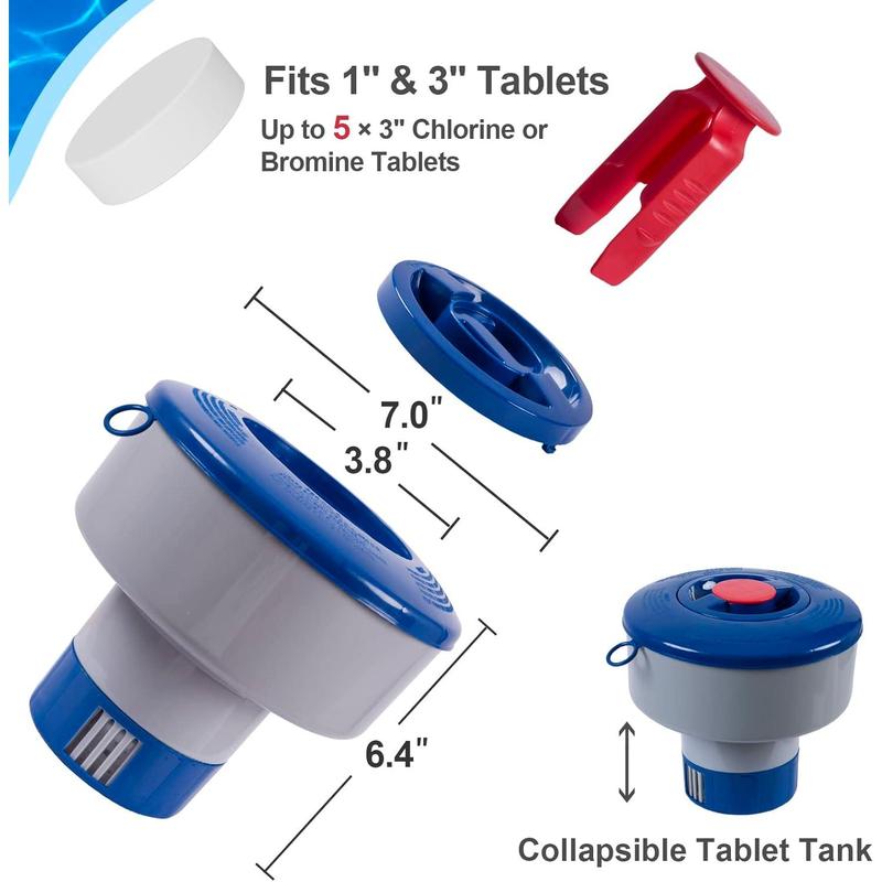 Premium Quality Floating Chlorine Dispenser - Larger Capacity Pool Floater Compatible with Bromine & Chlorine