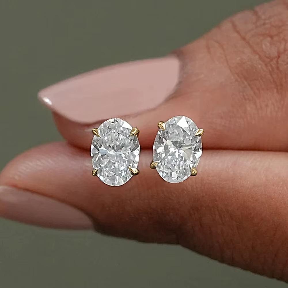 0.5-5ct Oval Cut Moissanite Stud Earring for Women D Color Sparkling Diamond 925 Sterling Silver Ear Studs Party Jewelry Gifts