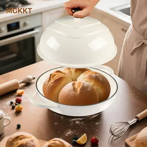 MGKKT Enameled Cast Iron Dutch Oven 5QT Pot with Lid Heavy-Duty Cookware for Bread Baking Braising Stews Roasting White Classic Sturdy Bakeware Insulated Casserole Dish Crumb Tray Dinner Round Pan