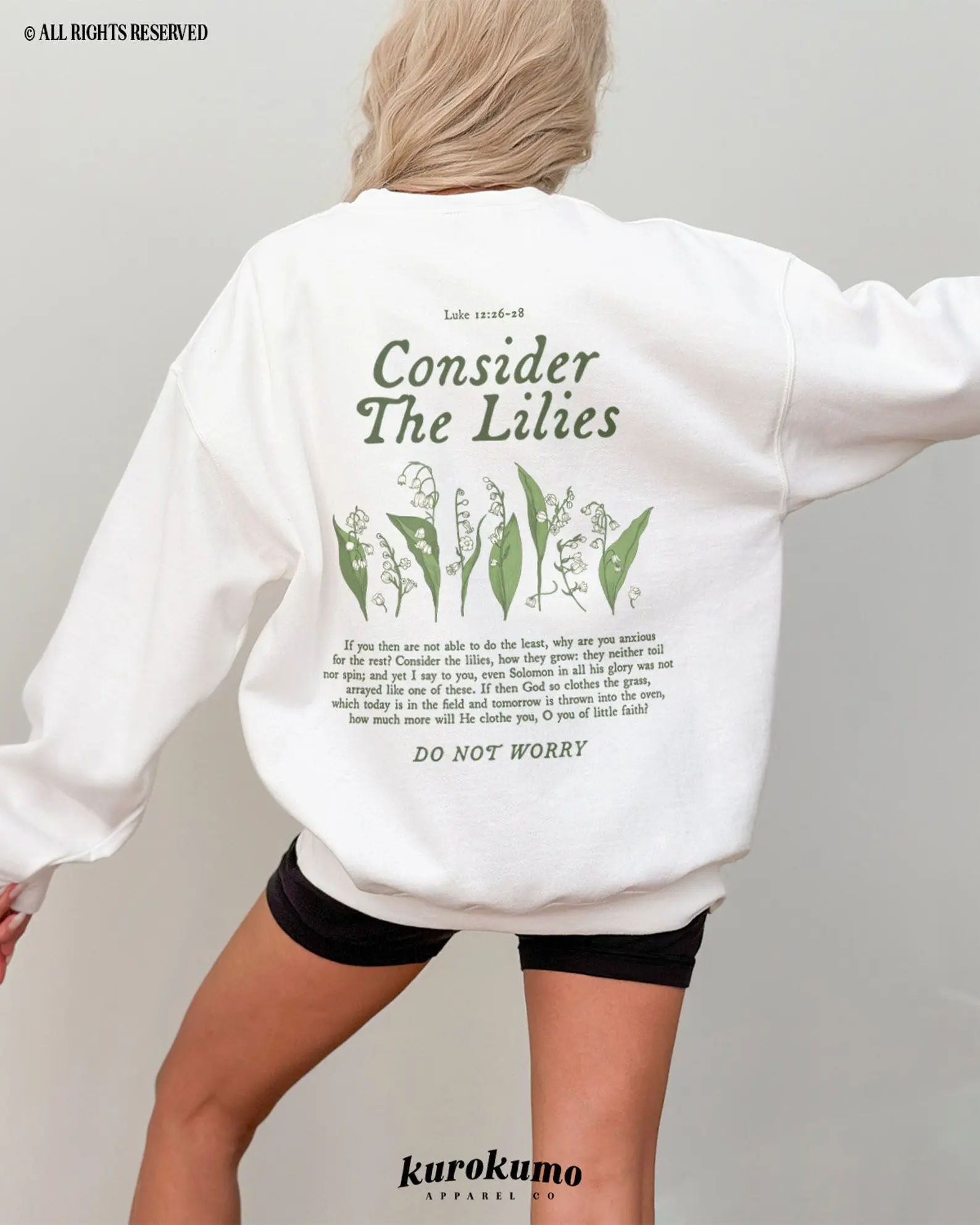 Consider the Lilies Bible Verse Unisex Sweatshirt - Hoodie, Christian Clothing, Scripture Tee, Christian Sweatshirt, Christian Hoodie, Jesus Shirts, Full Size, Full Color Cotton Fabric