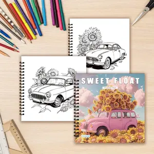 Sunflower Car Pattern Coloring Book, 1 Count 30 Sheets Paper Coloring Book without Accessories, DIY Painting Supplies for Stress Relief, Holiday Gift