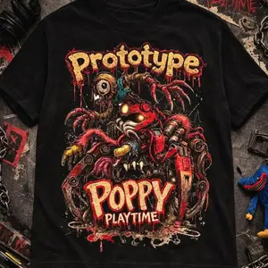 The Prototype Poppy Playtime Shirt The First Creation Horror Game Graphic Tee Kids Friendly Huggy Wuggy Gamer Fan Merch Unisex Cotton V