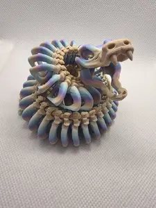 Skeleton Snake Fidget Toy – 3D Printed & Articulated, Flexible Poseable Desk Toy, Moveable Jaw