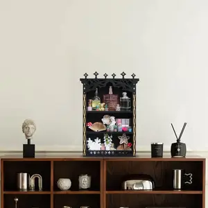 FNYDOX Large Gothic Crystal Shelf Display for Wall, Wooden Witchy Shelves for Home Decor, Trinket Knick Knack Shelf for Crystals Rocks Gems and Stones, Witch Crystals Storage Holder Organizer
