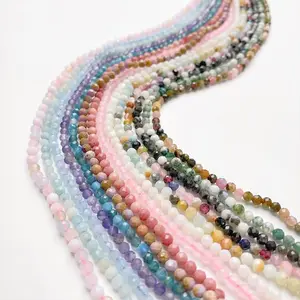 2mm Natural Stone Faceted Loose Beads Small Beads Beaded Handmade DIY Bracelet Necklace Earrings Material Accessories Jewelry Making Kits Manifold