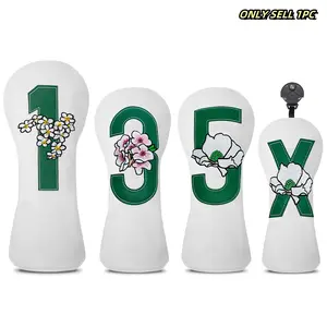 Peony Flower Embroidered Golf Club Head Cover Set, Durable & Dustproof Material, Protects Clubs Optimal Protection, Golf Accessories