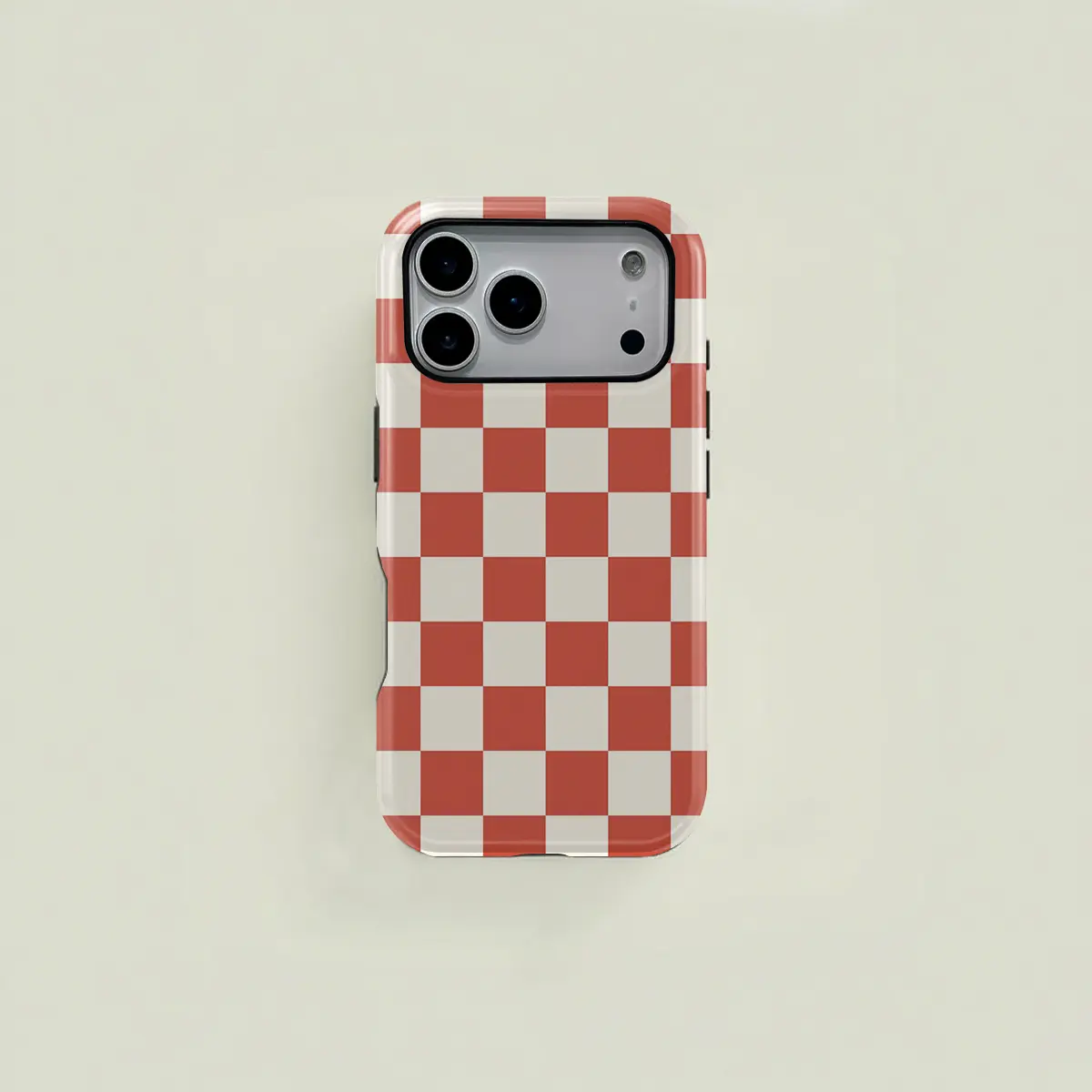 Orange minimalist checkered pattern protective case, sturdy and durable 2-in-1 case, compatible with iPhone 17/16/15/14/13/12/11 Pro Max/Plus/Pro, and Samsung Galaxy S26/S25/S24/S23 Ultra series. A simple and stylish phone case.