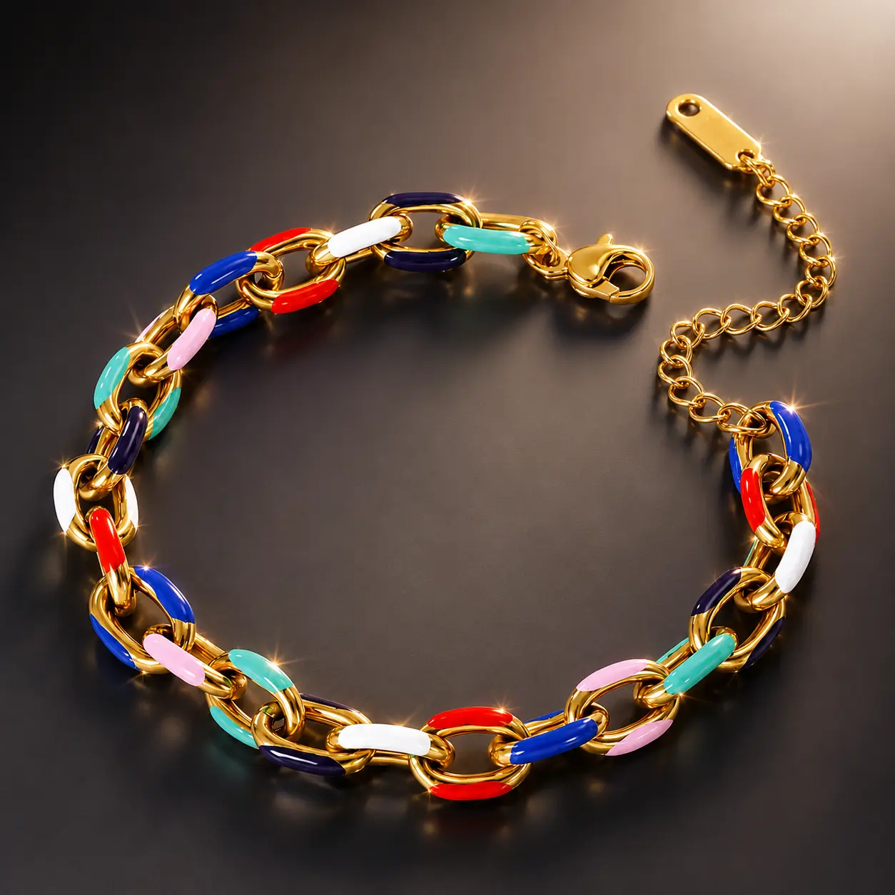 Women’s Colorful Enamel Bracelet，Summer fashion bracelets suitable for everyday wear，Colorful lucky bracelet，bracelet gift