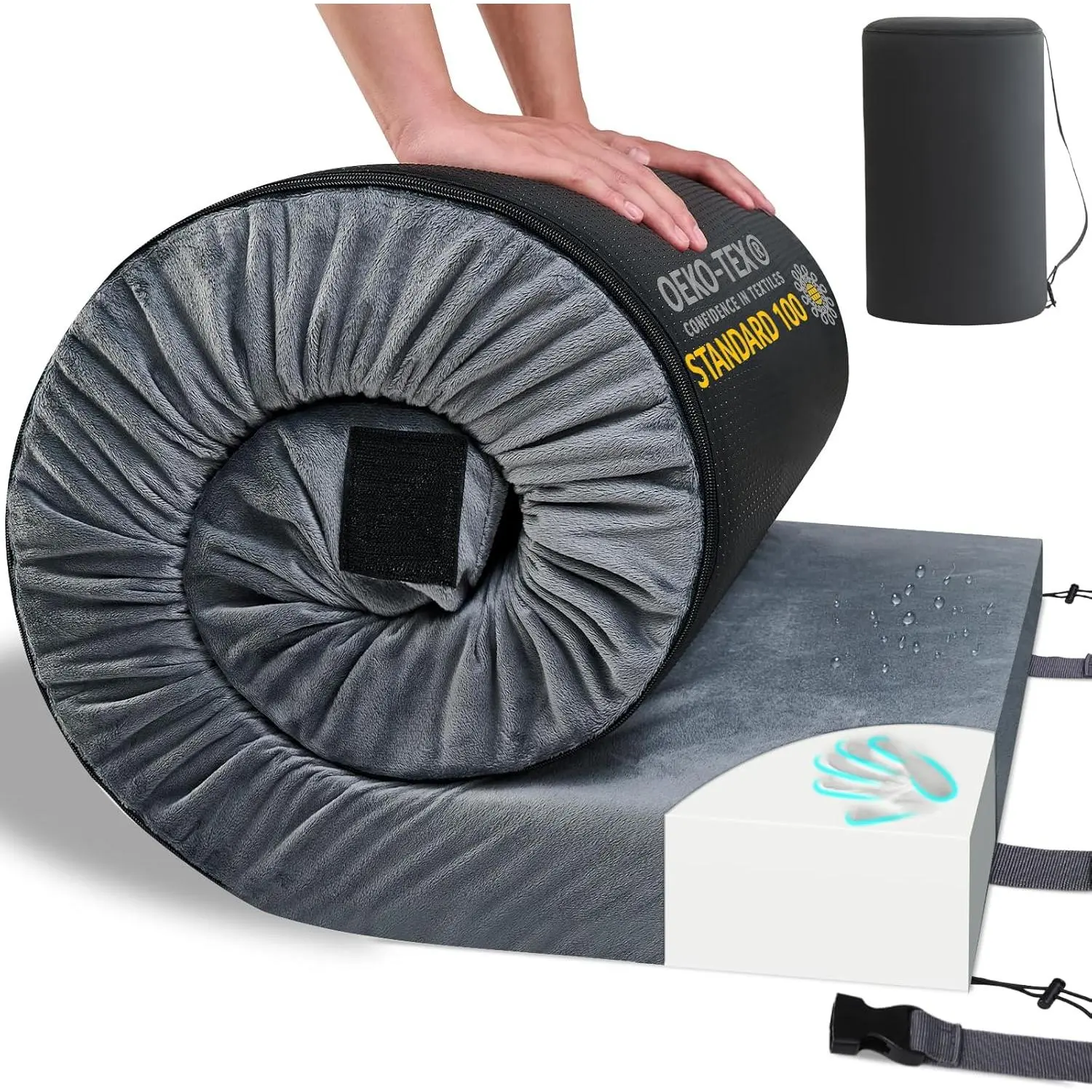 CertiPUR- Memory  Camping Mattress Pad Portable Roll Up Mattress for Adults Sleeping Mat  Mattress Pad