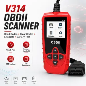 V314 OBD2 Scanner Diagnostic Tool, Engine Fault Code Reader with Read/Clear Codes, Live Data, Freeze Frame, I/M Readiness, DTC Lookup, Battery Voltage Test, Plug & Play OBDII/EOBD Car Scan Tool