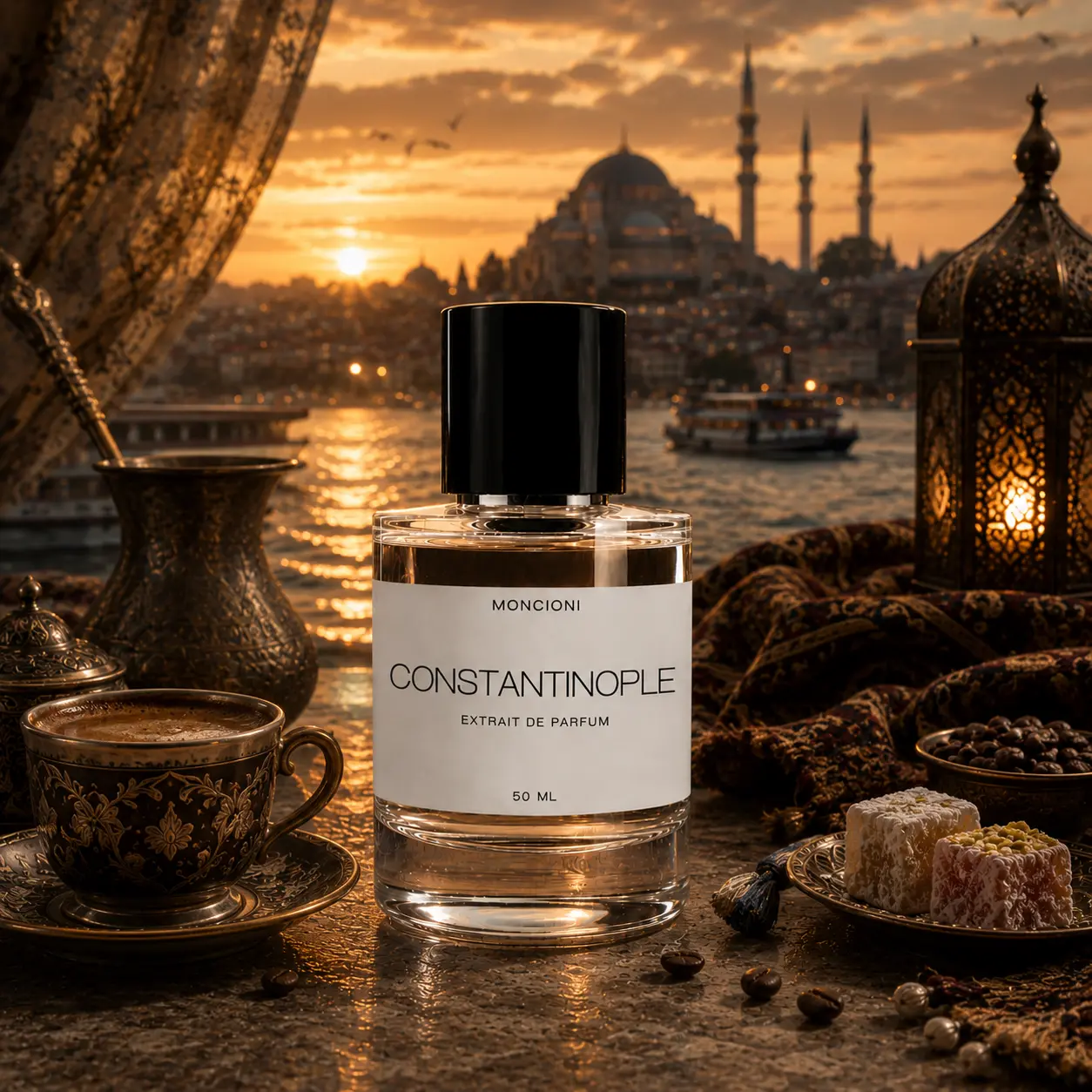 Moncioni Constantinople Extrait de Parfum - Unisex Luxury Fragrance with Coffee, Rose, Vanilla Notes, Long-Lasting Designer-Inspired Niche Perfume Gift