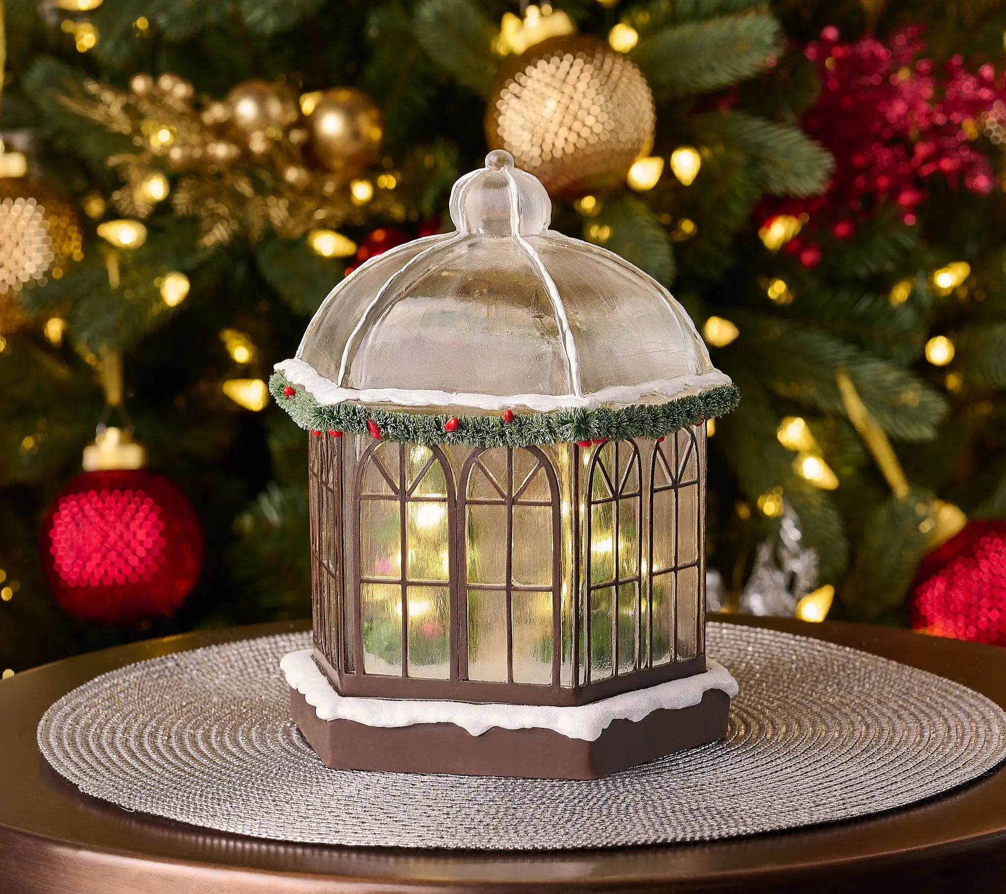 ShWk 8/4 Illuminated Snow-Dusted Gazebo by Valerie
