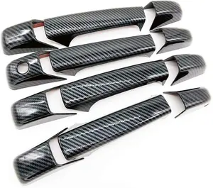 Signature Carbon Fiber Print Side Door Handle Cover Overlay Compatible with 2007-2013 Chevy Silverado 1500/2500/3500 Suburban Tahoe Avalanche Sierra 1500/2500/3500 Yukon XL Cadillac Escalade