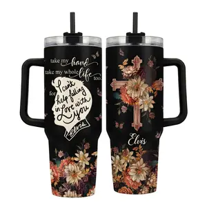 EllV Tumbler 20oz 40oz With Handle, Simple Design Travel Tumbler, Insulated Drinkware Gift, Large Capacity Cup