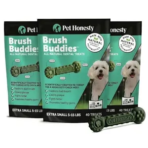 Brush Buddies All-Natural + Long Lasting Dental Treats for Extra Small Sized Dogs - 3 Pack (120 Count) Brush Buddies All-Natural + Long Lasting Dental Treats for Extra Small Sized Dogs - 3 Pack (120 Count)