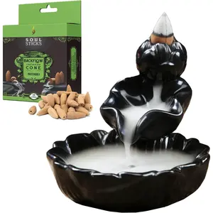 Waterlily Backflow Burner with Patchouli Backflow Cones Set