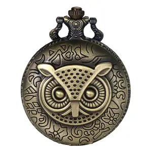OIDEA Owl Decorative Case Quartz Pocket Watch Sweater Chain Necklace