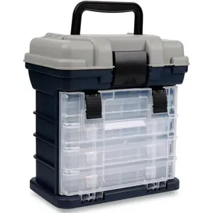 Fishing Tackle Box Portable 4 Layers Fishing Box Sea Boat Fishing Accessory Box Case With Handle Utility Box-Small Size
