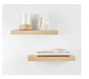 Mainstays Natural 16.5" Wood Floating Shelves, Set of 2