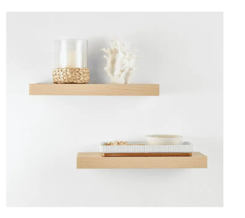 Mainstays Natural 16.5" Wood Floating Shelves, Set of 2