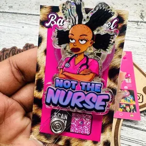 Not the Nurse Hospital ID Healthcare Worker Lab Nurse Xray Pharmacy Reg  Glitter Acrylic Badge Clip Nurse Badge Reel
