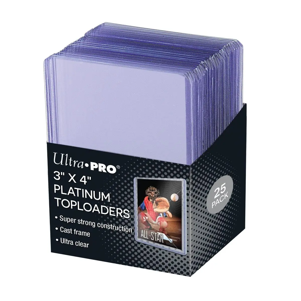 212 MAIN Trading Card Toploaders - 3x4 in Platinum Cast Frame Holders, 25-Count, Fits 35pt Standard Size Trading Cards (Model ULP15910)