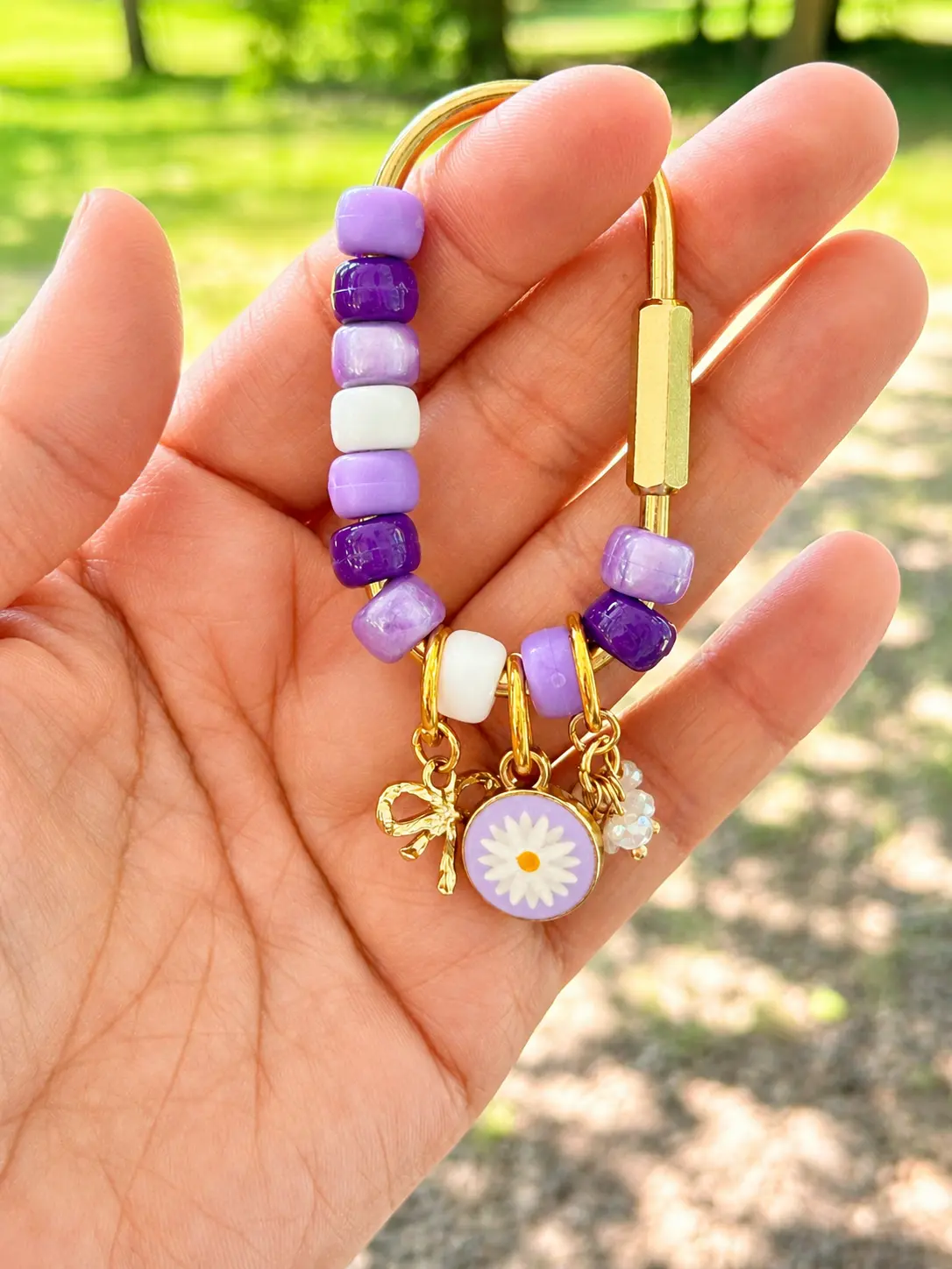 Purple Daisy Bag Charm