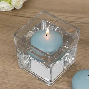 12 Pack Dusty Blue Floating Candles, 3" Unscented Dripless Wax Discs for Centerpieces
