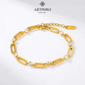 ARTPHRO Women's Exquisite Cubic Zirconia Link Bracelet - Stackable, Sparkling Costume Jewelry for Daily Wear, Stackable Bracelets, Exquisite Bracelet