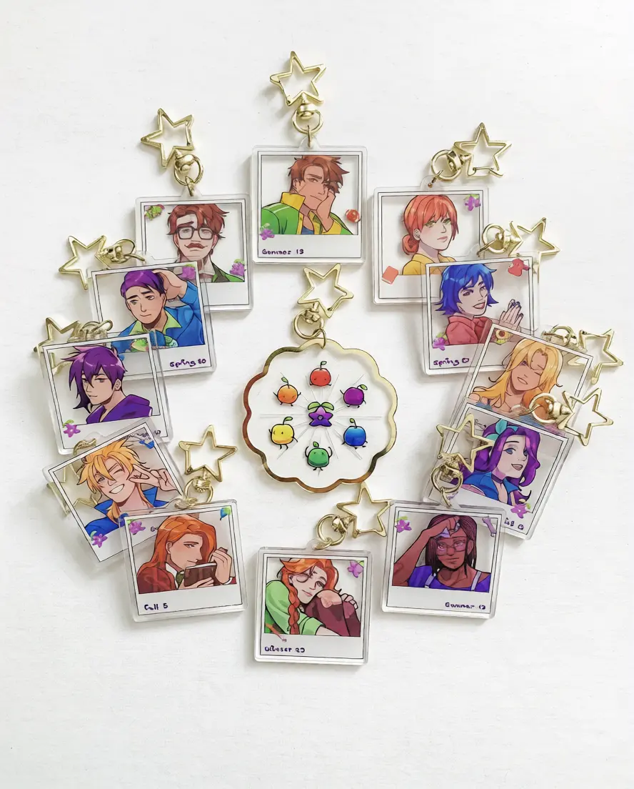 STARDEW VALLEY acrylic polaroid style charms | romance-able bachelor/bachelorette/krobus charms
