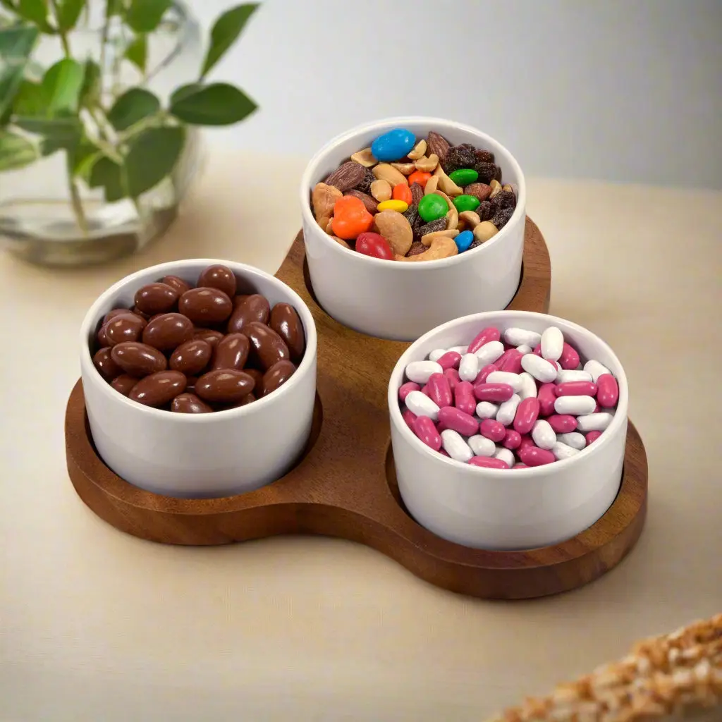 Triangular Ceramic Serving Set with 3 Ceramic Dishes, Ceramics