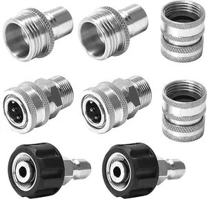B BRAZIFY Ultimate Pressure Washer Adapter Set - Stainless Steel Quick Disconnect Kit, M22 Swivel to 3/8 Inch, 3/4 Inch to Quick Release, 8-Pack Garden Hose Nozzle Adjustable Nozzles