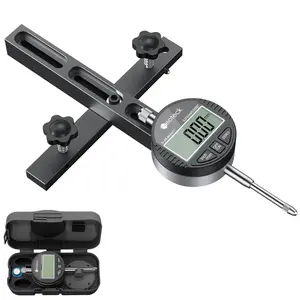 Neoteck 0-1'' Digital Dial Indicator Table Saw Gauge Suitable for Table Saws with a Groove Width of 3/4" (19mm) or More for Aligning and Calibrating Work,Shop Machinery,Band Saw and Drill Press-Black