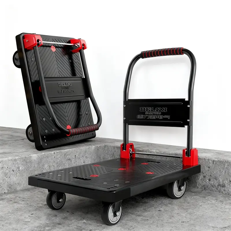 Heavy-Duty Steel Tube Folding Platform Trolley, 150 lb/300 lb Capacities, Compact Lightweight Portable Design, 360° Dual-Axis Swivel Casters, Quiet Durable for Warehouses, Gardens, Holiday Transport