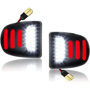 LED License Plate Light Assembly - License Plate Light with Red OLED Neon Light Tube - Compatible with Chevrolet Silverado, Suburban, Tahoe, GMC Sierra 1500, 2500, 3500, HD Escalade EXT, 2-piece set