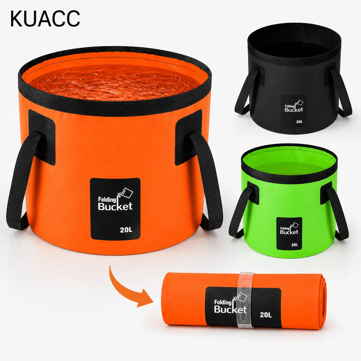 12L/20L Portable Folding Water Storage Bucket, Collapsible Water Container, Durable PVC Water Bucket with Handle, Suitable for Camping Tools, Fishing, Travel, Road Trip Essentials & Outdoor Gardening
