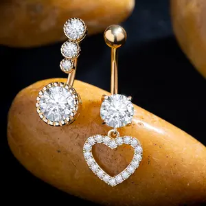 6pcs Belly Button Rings Surgical Stainless Steel Belly Rings  Piercings for Women Navel Piercings Pack,Silver/Gold/Pink Umbilical Cord Jewelry