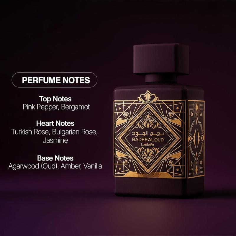 Lattafa Bade'e Al Oud Amethyst for Unisex Eau de Parfum Spray, 3.4 Ounce / 100 Ml Aromatic Woody Fragrance Floral Oriental Fragrance Amber Vanilla