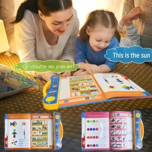 Kids' Preschool English Learning Smart Touch Book with Reusable Pen, Electronic Audio Book for Pronunciation & Cognition Enlightenment, Perfect Educational Toy, Learning Materials, Visual Learning Tools, Birthday & Christmas Gift, Requires 3 AA Batteries