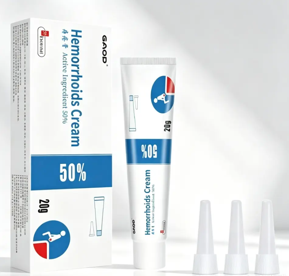 GAOD Hemorrhoids Cream 20g with 3 Disposable Applicators, 50% Active Ingredient External Anal Care Ointment, Soothes Burning, Itching and Swelling Discomfort, Mild Gentle Topical Relief Cream for Men & Women Daily Home Us