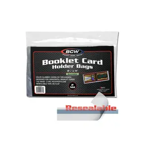 BCW Resealable Booklet Card Holder Bags - 100 Pack - 2 MIL Polypropylene - Horizontal Design for Slabbed or Toploaders - 8 1/4" x 4"