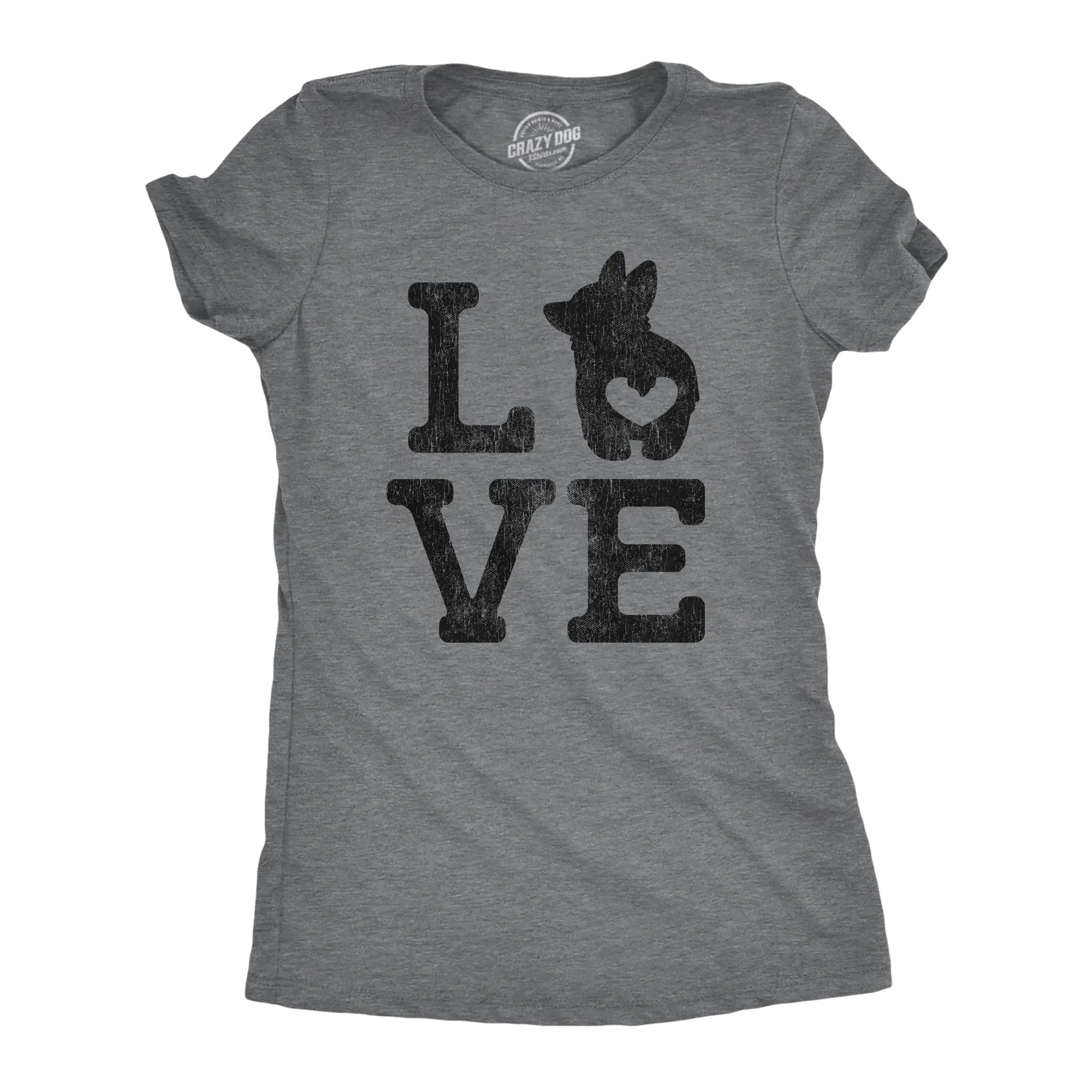 Womens Love Corgi T shirt Funny Pet Puppy Dog Mom Animal Lover Graphic Tee Funny Womens T Shirts Cute Vintage Fashion Casual Ladies T-Shirt Gift Funny Dog Top Women's Novelty Tees Dark Grey