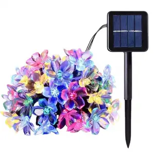 LED Solar String Lights Cherry Blossom Garland Lights Outdoor Solar Garden Patio Decor Lights Christmas Wedding Party Decoration