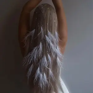 Cross-Border New Feather Pendant Hair Hoop Temperament Fairy Hair Chain Dinner Party Accessories Female Headband
