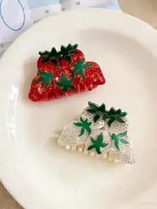 Sweet Fresh Fruit Strawberry Acetate Hair Claw, Simple Versatile Ponytail Holder, Shark Clip Hair Accessory for Daily and Holiday Parties