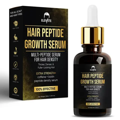 Elevate Multi-Peptide Hair Growth Serum with Caffeine & Biotin for Fuller Thicker Longer Hair Vegan Scalp Oil Haircare Treatment