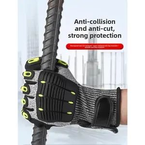 TPR Impact Resistant Work Gloves HPPE Level 5 Cut Proof Anti - Slice Wear Resistant Anti - Slip Safety Gloves for Construction